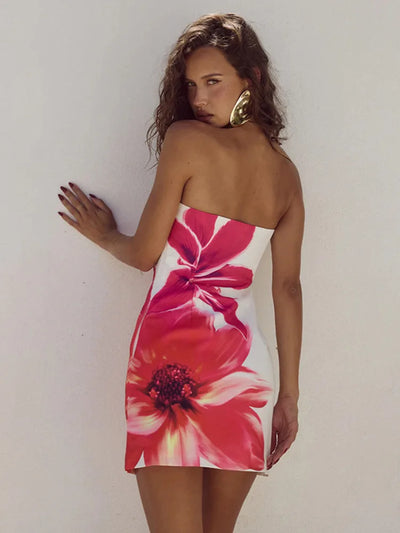 Alina | Damen Mini Kleid mit Blumenmuster