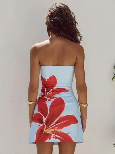 Alina | Damen Mini Kleid mit Blumenmuster