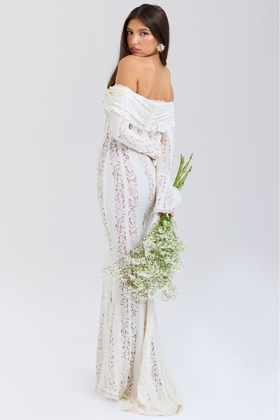 Mathilda | Weißes Maxikleid aus Blumenspitze für den Sommer