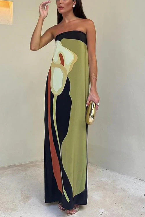 Bettina | Maxikleid Sommer Damen mit Trägerlosem Design und Blumenmuster