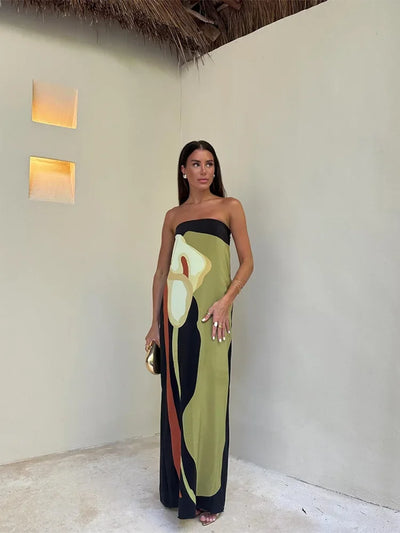 Luna | Maxikleid Sommer Damen mit Trägerlosem Design und Blumenmuster-4