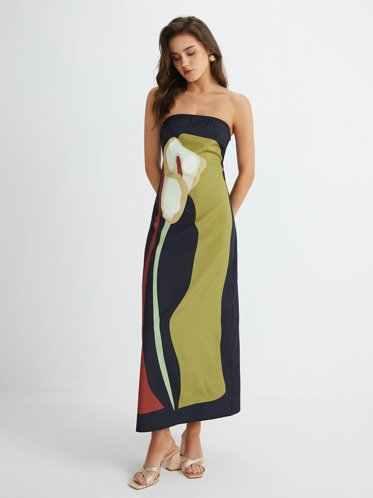 Bettina | Maxikleid Sommer Damen mit Trägerlosem Design und Blumenmuster