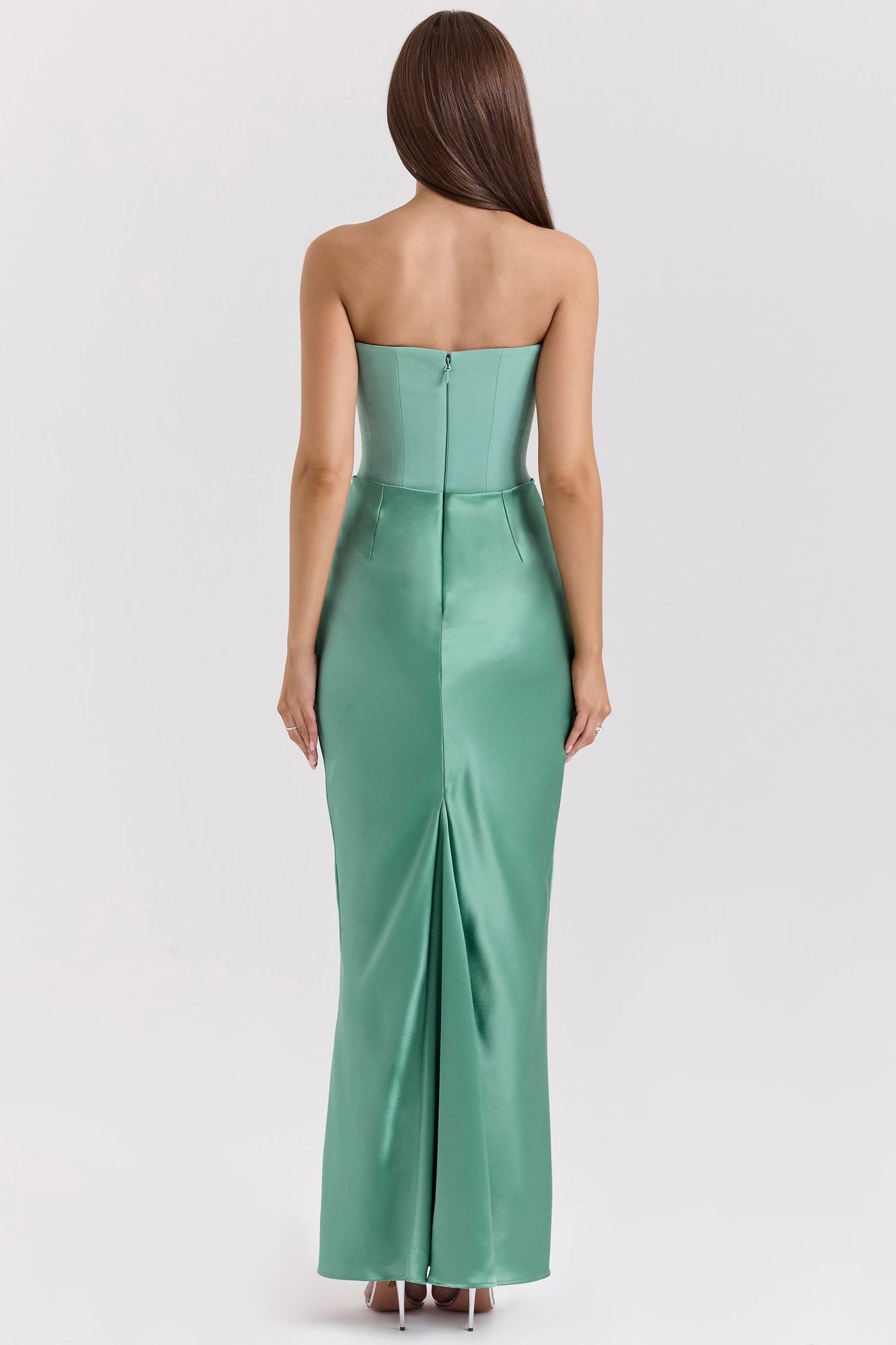 Carina | Maxikleid Festlich für Damen – Trägerloses Satin Maxi Kleid