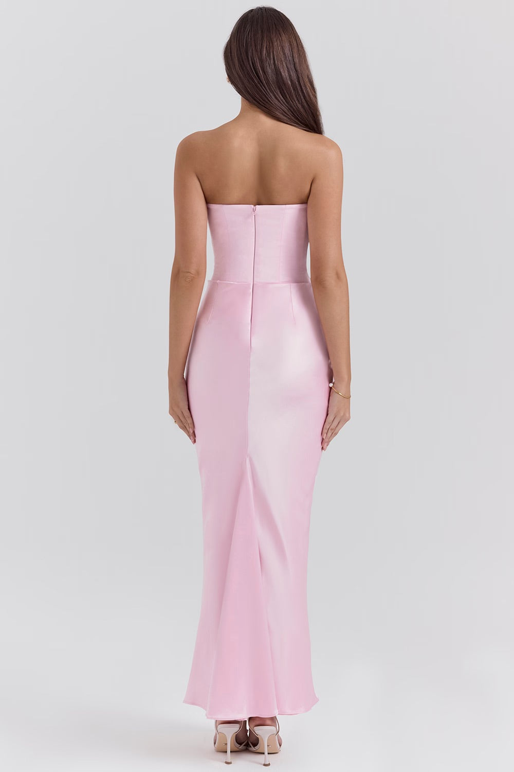 Carina | Maxikleid Festlich für Damen – Trägerloses Satin Maxi Kleid