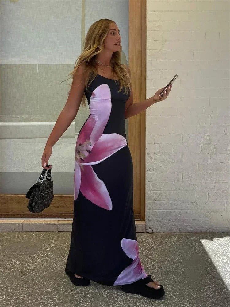 Melina | Maxikleid Sommer mit Blumendruck – Lange Kleider Damen