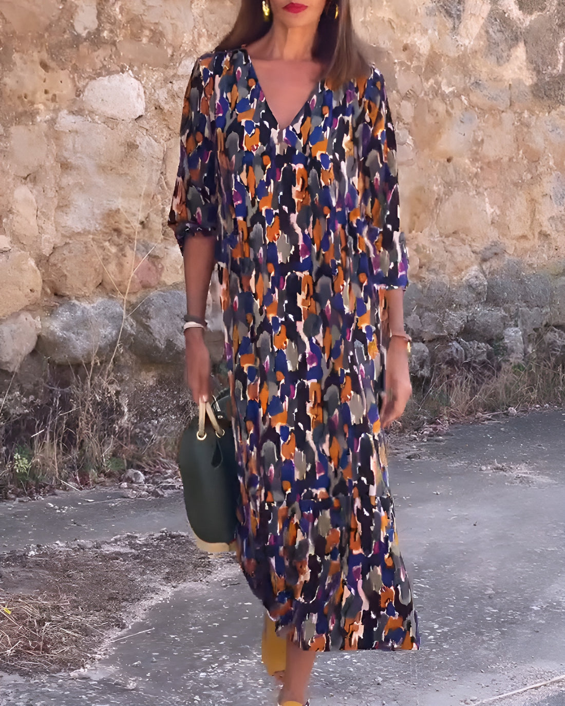 Maria | Midi Chic-a V-Ausschnitt Kleid