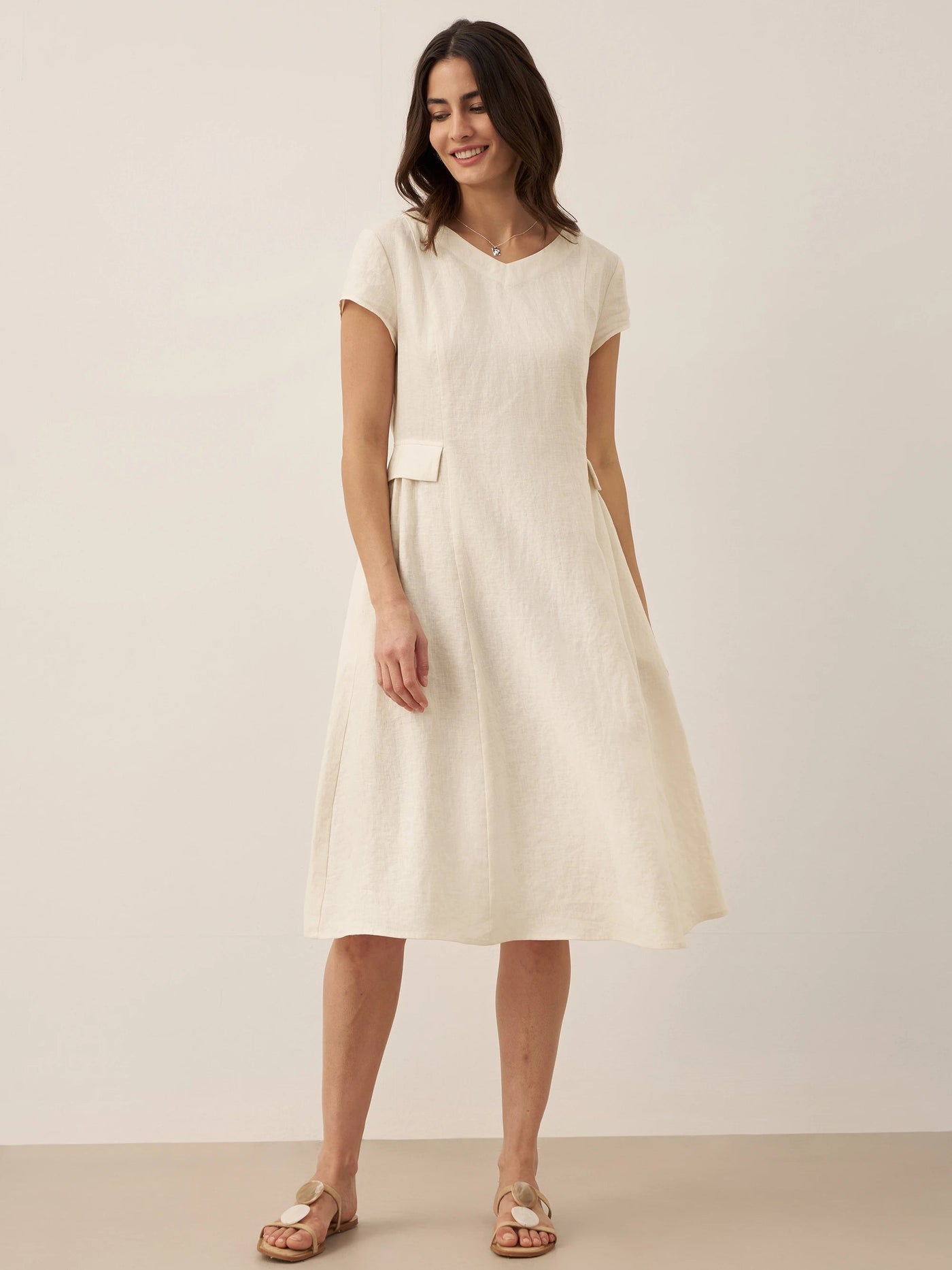 Greta | Midi-Sommerkleid mit V-Ausschnitt