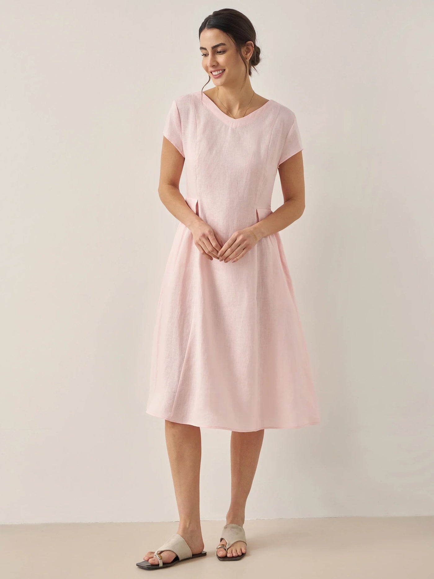 Greta | Midi-Sommerkleid mit V-Ausschnitt
