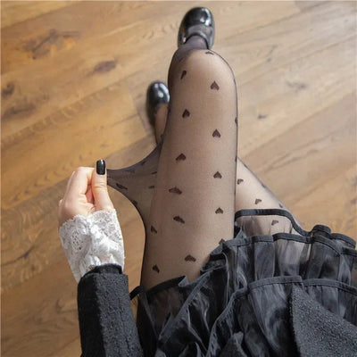 Leah | Modische Strumpfhosen mit Herz und Punktmuster