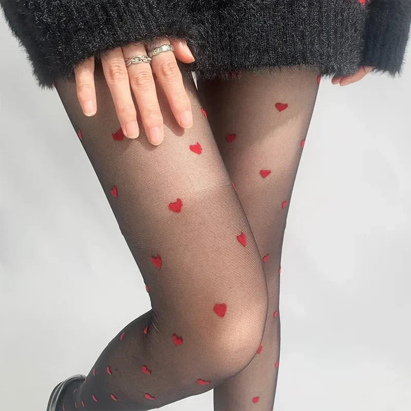 Leah | Modische Strumpfhosen mit Herz und Punktmuster