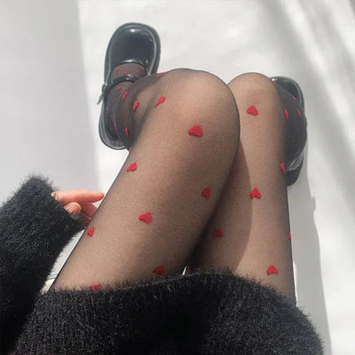 Leah | Modische Strumpfhosen mit Herz und Punktmuster