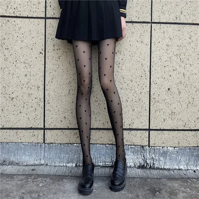 Leah | Modische Strumpfhosen mit Herz und Punktmuster