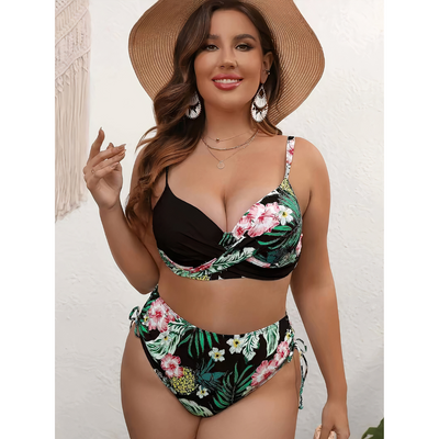 Zesty | Zweiteiliges Bikini Set für Damen in Übergröße mit Blumendruck