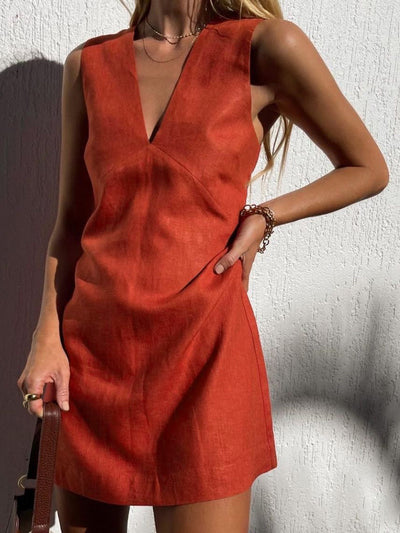 Nova | Lebendiger Sommer -Cocktail -kurzes Kleid in V lebendig