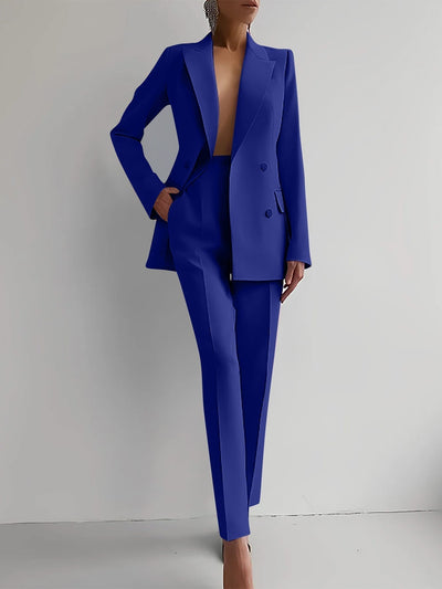 Liza | Eleganter Damenanzug aus Crepe Diagonal mit Slim-Fit Blazer und Hosen Set