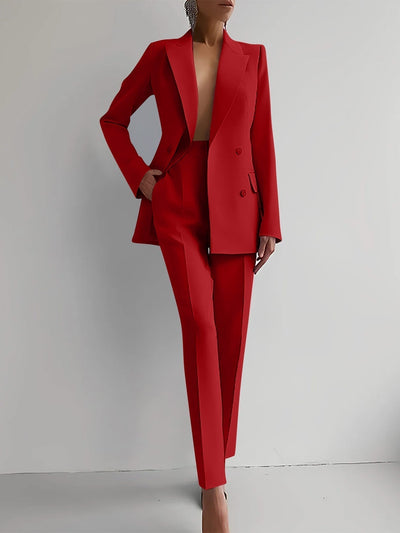 Liza | Eleganter Damenanzug aus Crepe Diagonal mit Slim-Fit Blazer und Hosen Set
