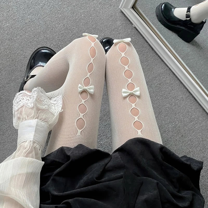 Stefanie | Oberschenkelhohe Strumpfhose mit Schleifendetails