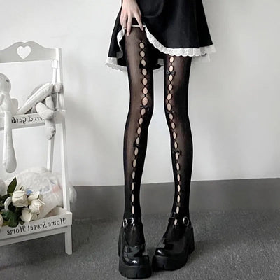 Stefanie | Oberschenkelhohe Strumpfhose mit Schleifendetails