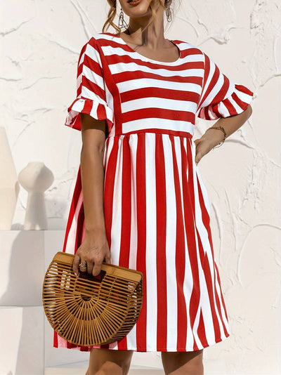 Olivia | Gestreiftes elegantes Kurzarmkleid
