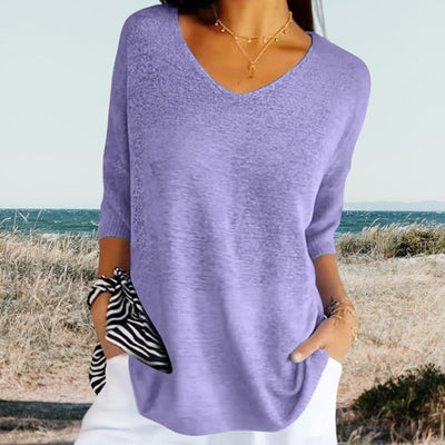 Variant image for Gerda Damen Top – Leichtes V-Ausschnitt Design, Sommermode in Weiß und Rot-16