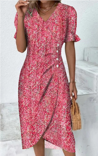 Karla | Blumenkleid  mit Kurzärmel und Blumendruck für Frühling