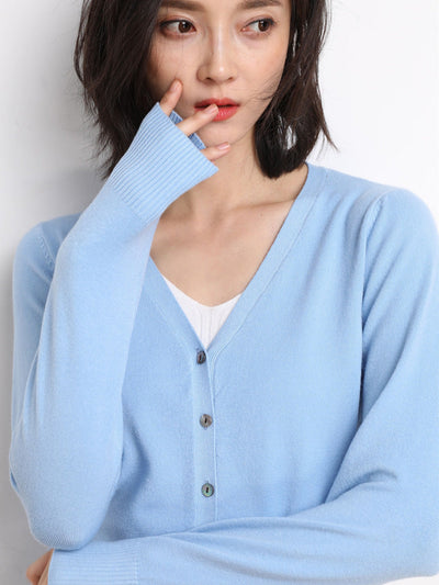 Rebecca | Long Jersey Cardigan mit V -Neck