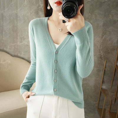 Rebecca | Long Jersey Cardigan mit V -Neck