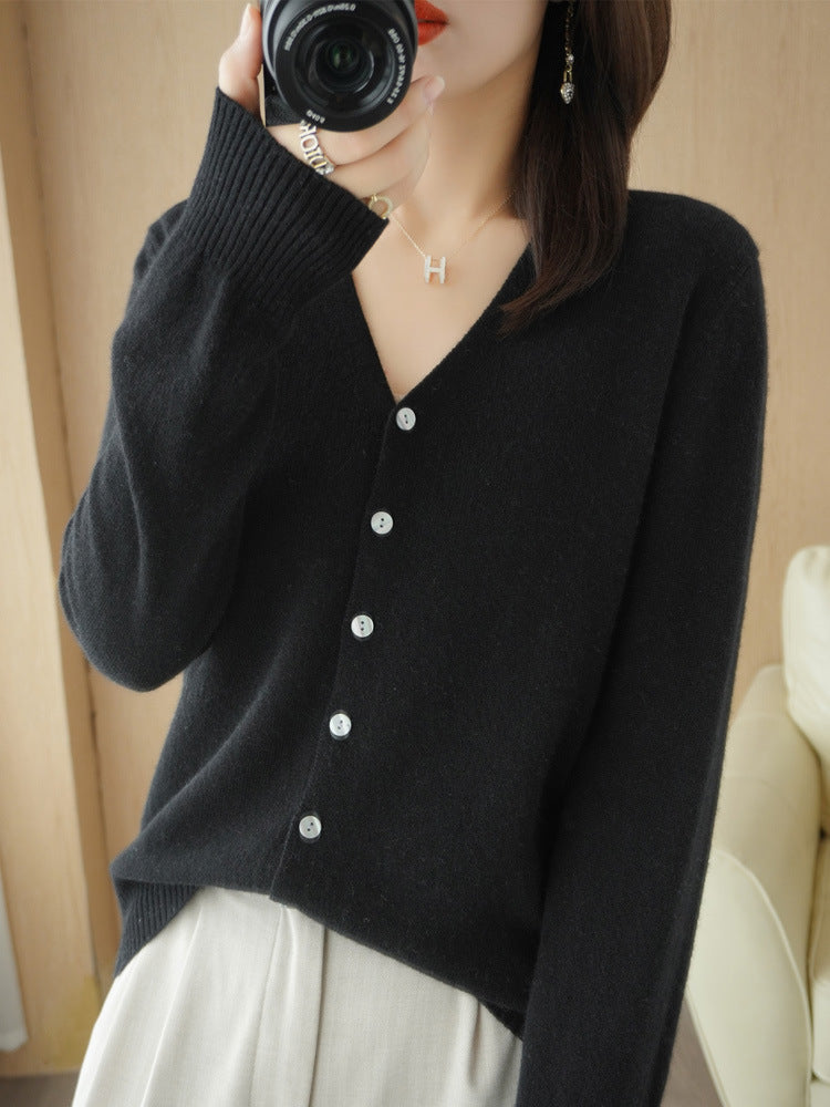 Rebecca | Long Jersey Cardigan mit V -Neck