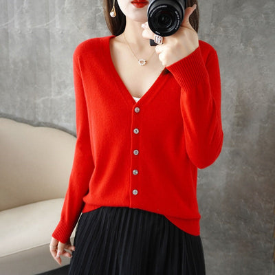 Rebecca | Long Jersey Cardigan mit V -Neck