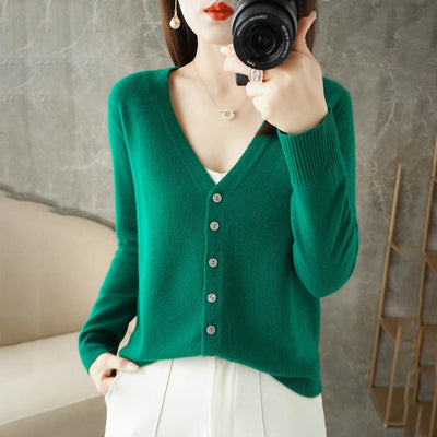 Rebecca | Long Jersey Cardigan mit V -Neck