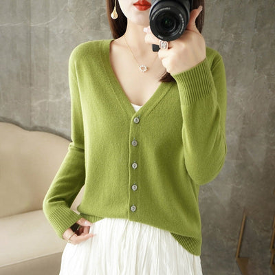Rebecca | Long Jersey Cardigan mit V -Neck