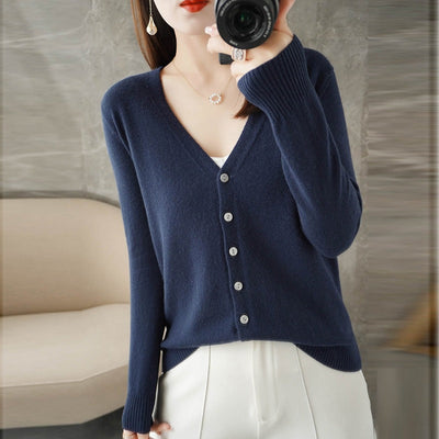 Rebecca | Long Jersey Cardigan mit V -Neck