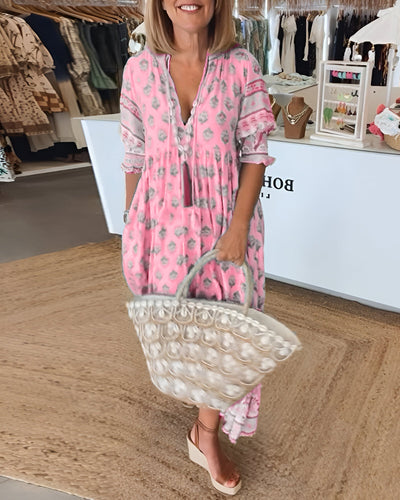 Rosalia | Maxi Boho Kleid mit Blumendruck