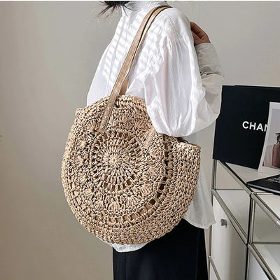 Sommerspaß | Große Strandtasche aus Gewebtem Stroh-1