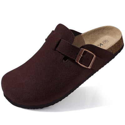 Kidmi | Clogs Schuhe für Frauen und Männer aus Wildleder mit Kork-Fußbett