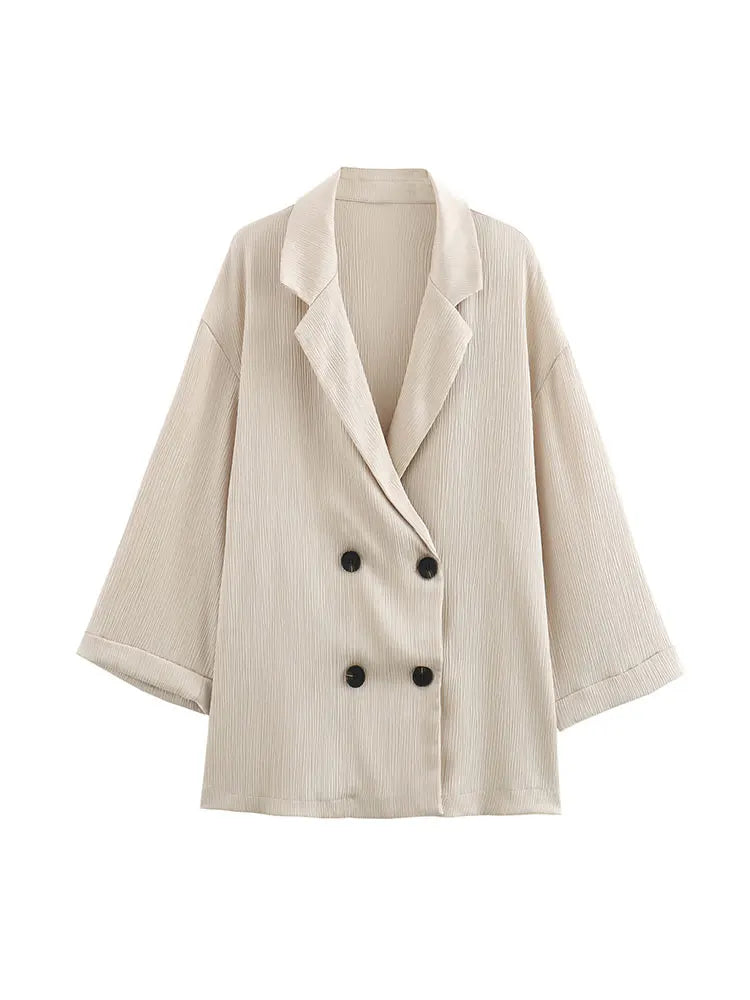 Emilia | Blazer Set Damen – Doppelbrüstig mit Weit Geschnittener Hose