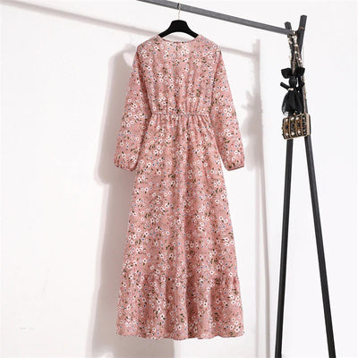 Frieda | Maxikleid Langarm Floral für Damen
