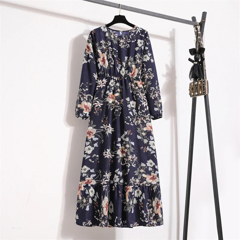 Frühlingszauber | Maxikleid Langarm Floral für Damen-4