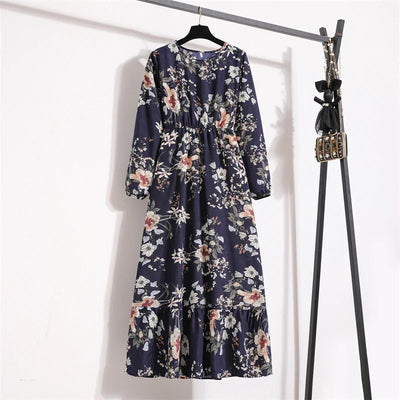 Frühlingszauber | Maxikleid Langarm Floral für Damen-4