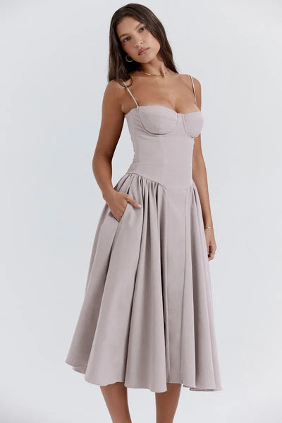 Elina | Ärmelloses Midikleid mit Korsettschnitt