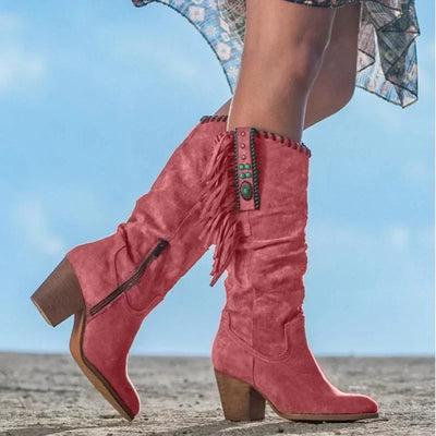 Stivali Cowboy Donna Retrò | Stivali da Cowboy Eleganti in Pelle Sintetica Nero 5