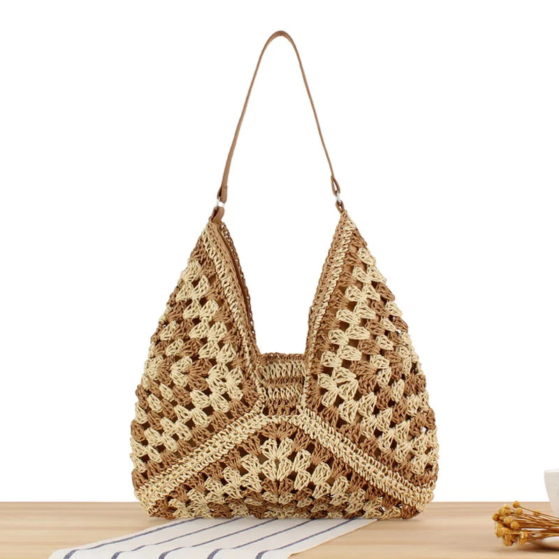 Stella | Umhängetasche Damen aus Stroh – Vintage Strandtasche