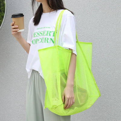 Sommerliche Umhängetasche Damen | Modische Strandtasche aus Netzmaterial-4