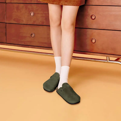 Kidmi | Clogs Schuhe für Frauen und Männer aus Wildleder mit Kork-Fußbett