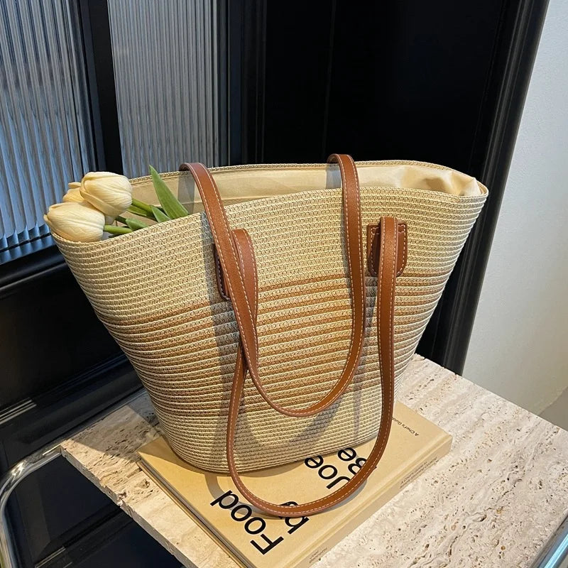 Strohbag | Umhängetasche Damen - Modische Crossbody Bag für Sommerausflüge