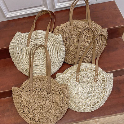 Carina | Große Strandtasche aus Gewebtem Stroh