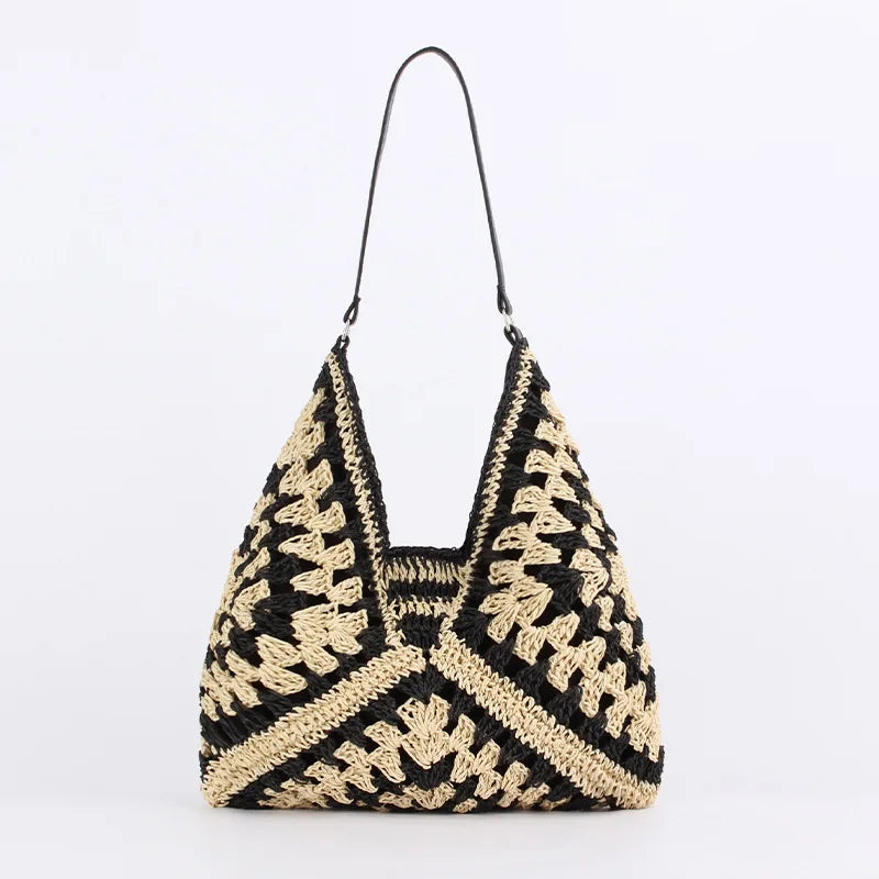 Stella | Umhängetasche Damen aus Stroh – Vintage Strandtasche-4