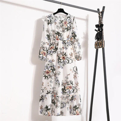 Frieda | Maxikleid Langarm Floral für Damen