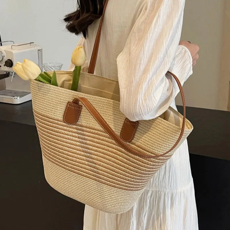 Strohbag | Umhängetasche Damen - Modische Crossbody Bag für Sommerausflüge