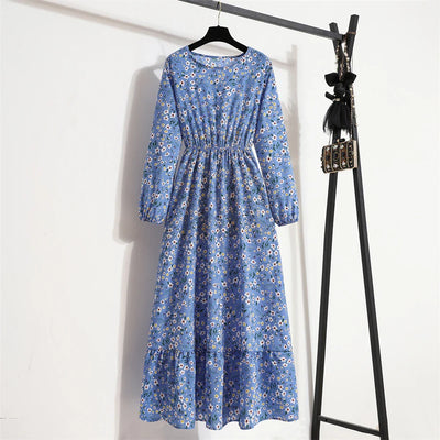 Frieda | Maxikleid Langarm Floral für Damen